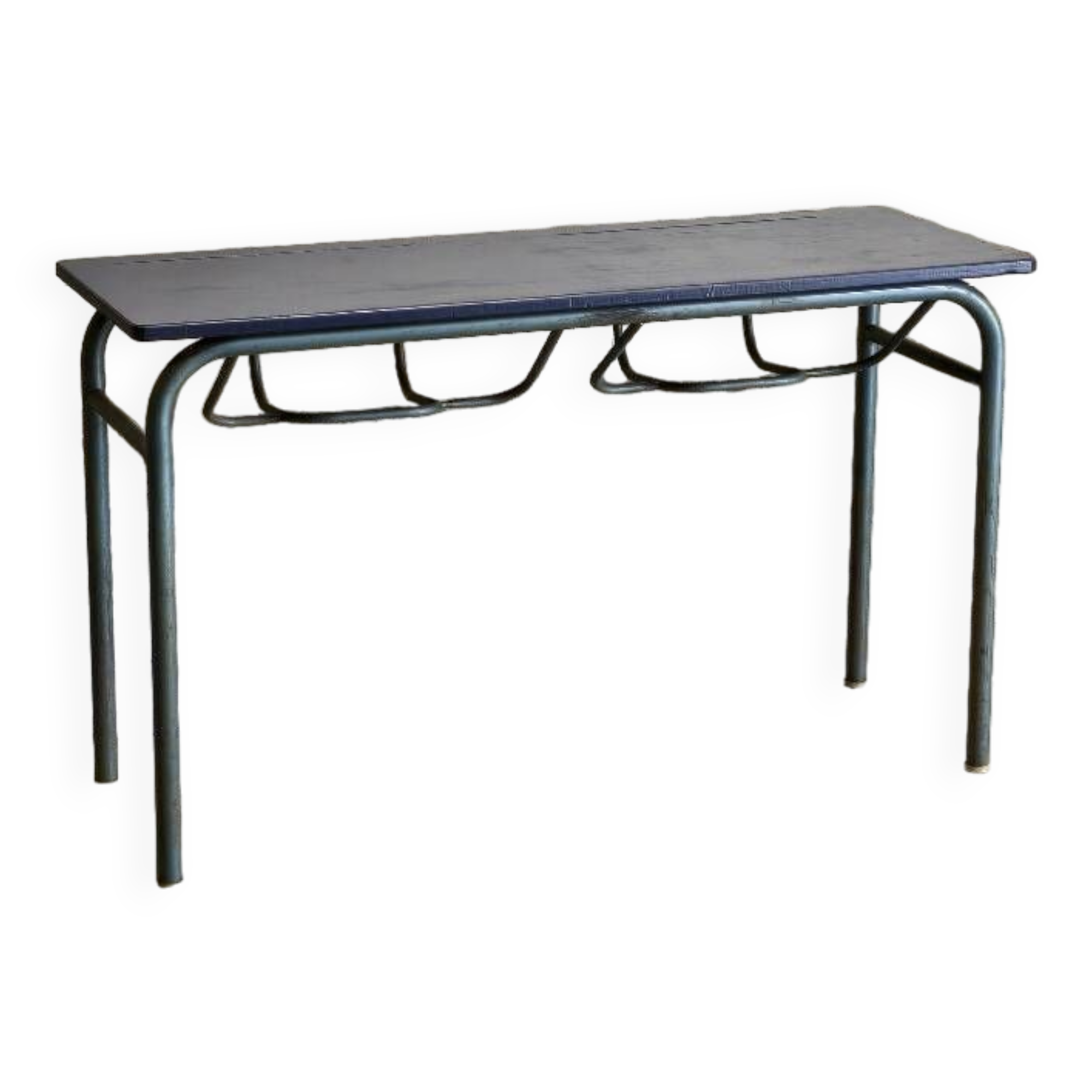 Double school desk with school bag holder