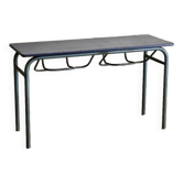 Double school desk with school bag holder