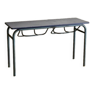 Double school desk with school bag holder