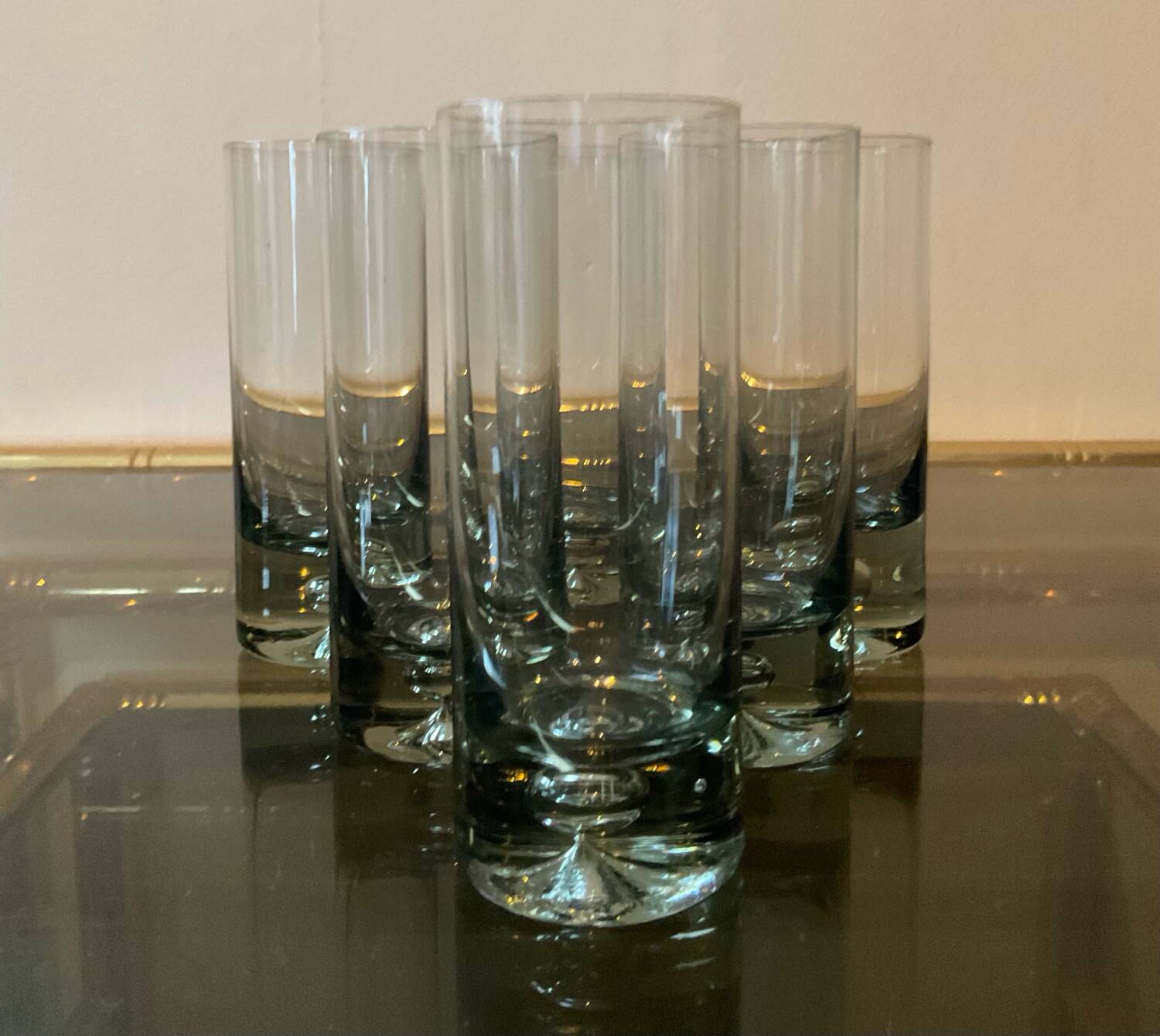 Série de 6 verres Kosta Boda vête fumé et inclusion de bulle