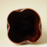 Glazed Ceramic Vase Lava Effect - Brown Orange - Abstract Shape