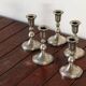 Set of 5 silver metal candle holders