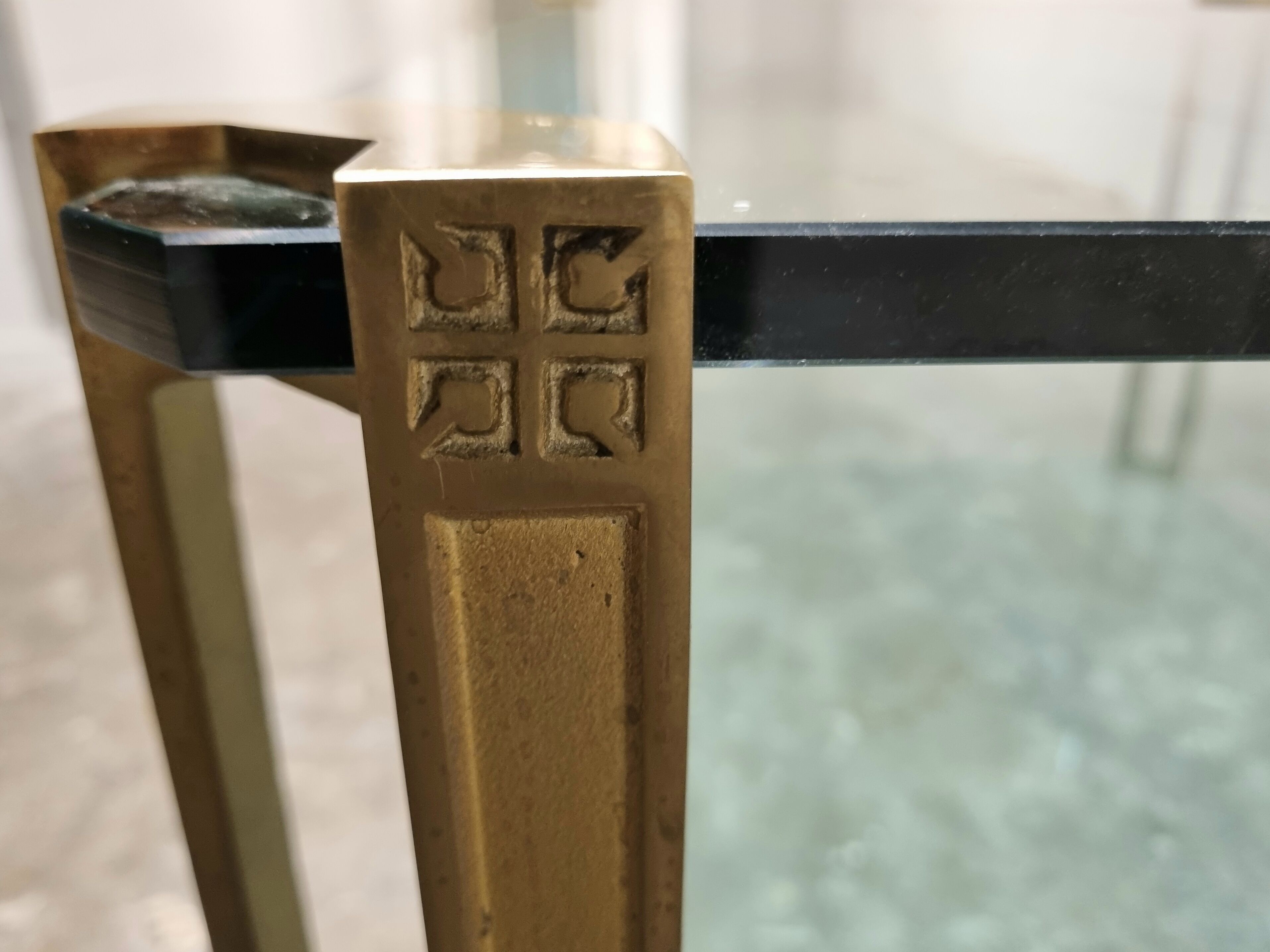 Vintage Brass and Glass Model T24 Coffee Table by Peter Ghyczy, 1970s