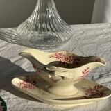 Old pink earthenware saucier Badonviller model Jasmin