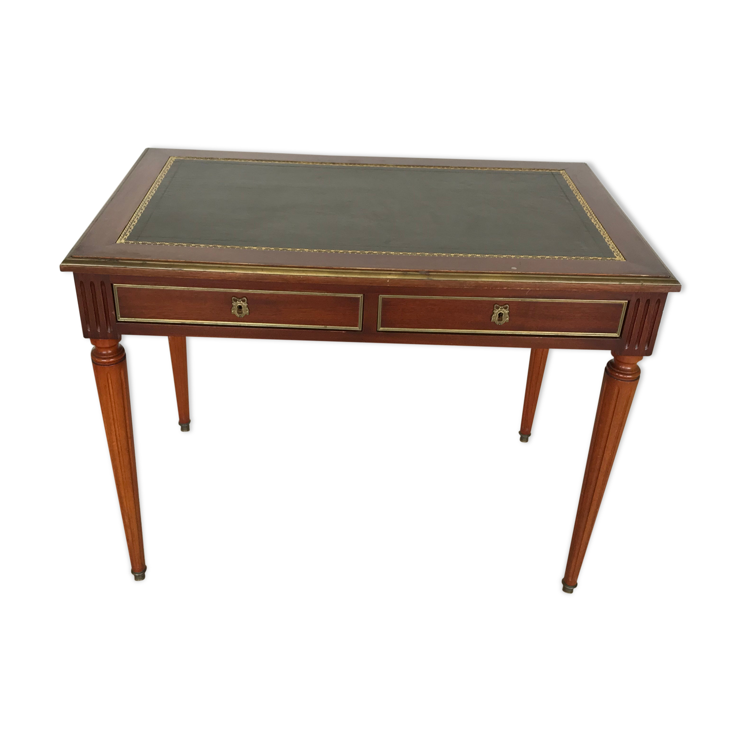 Louis XVI style desk, leather top with two side zippers
