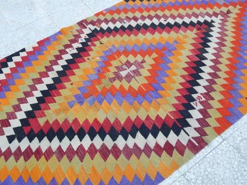 Vintage Turkish hallway rug 126x327 cm
