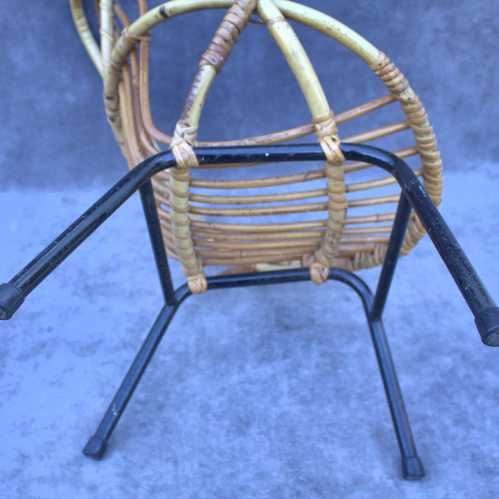Vintage rattan children's chair by Rohé Noordwolde, 1960s