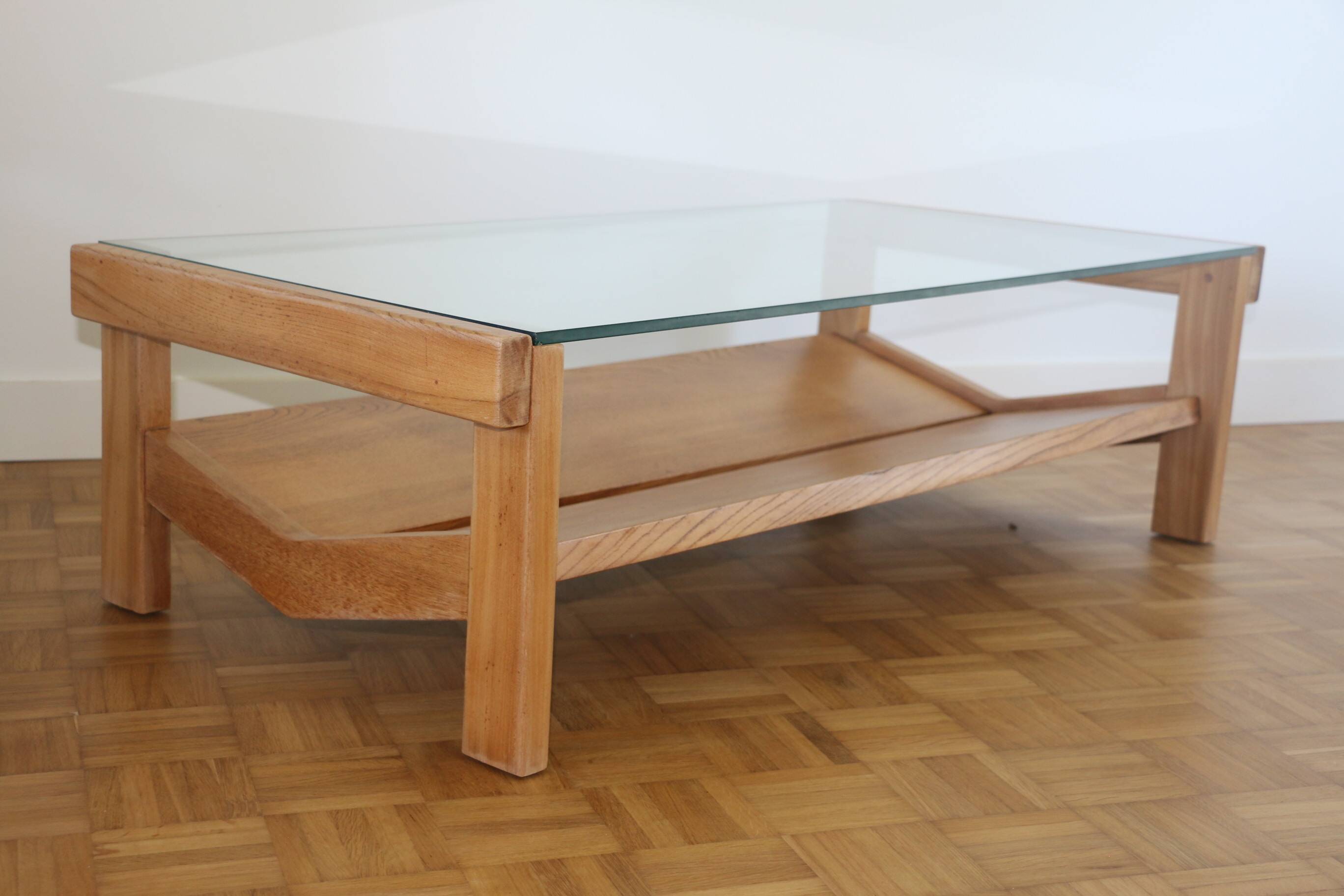 Oak and glass coffee table 1960