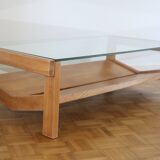 Oak and glass coffee table 1960