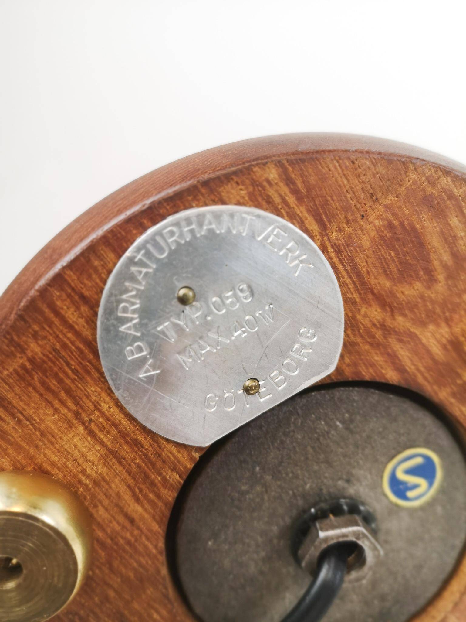 Teak and brass table lamp, mid-century, Sweden 1950s