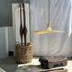 Small suspension, rattan luminaire in hat shape D:60cm