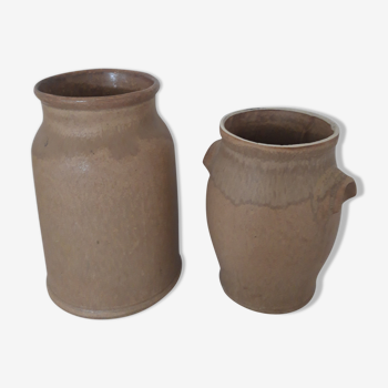 Duo of sandstone pots