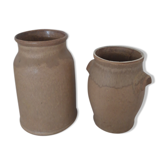 Duo of sandstone pots