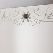 Vintage 1940s Italian design wall mirror with decorated glass