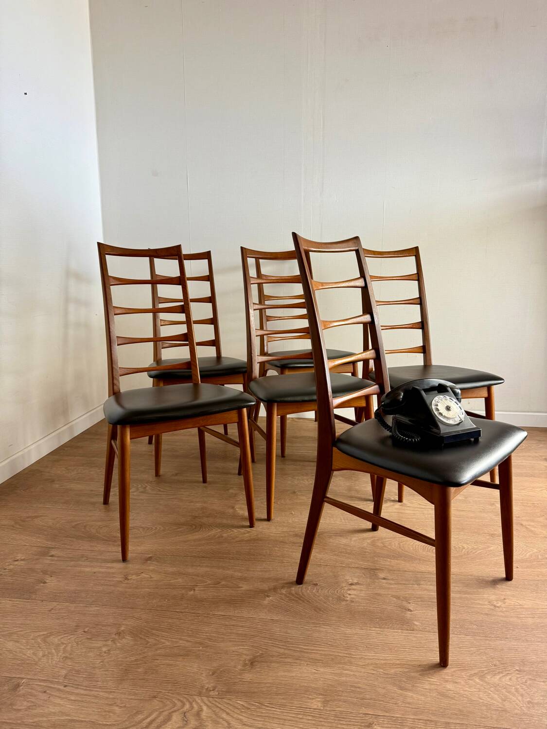 Set of 6 Scandinavian Teak Chairs by Niels Koefoeds, 1960s
