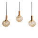 Amber bubble glass suspension trio, design H. Tynell, 1970