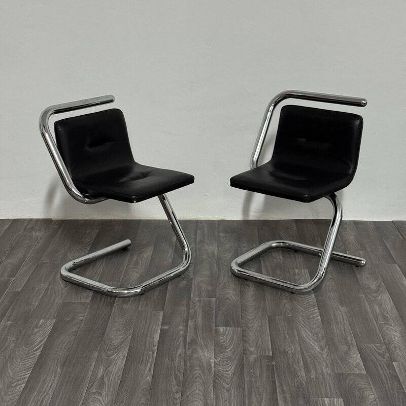 Chrome Tubular Steel Armchairs by Luigi Bardini, 1970s, Set of 2