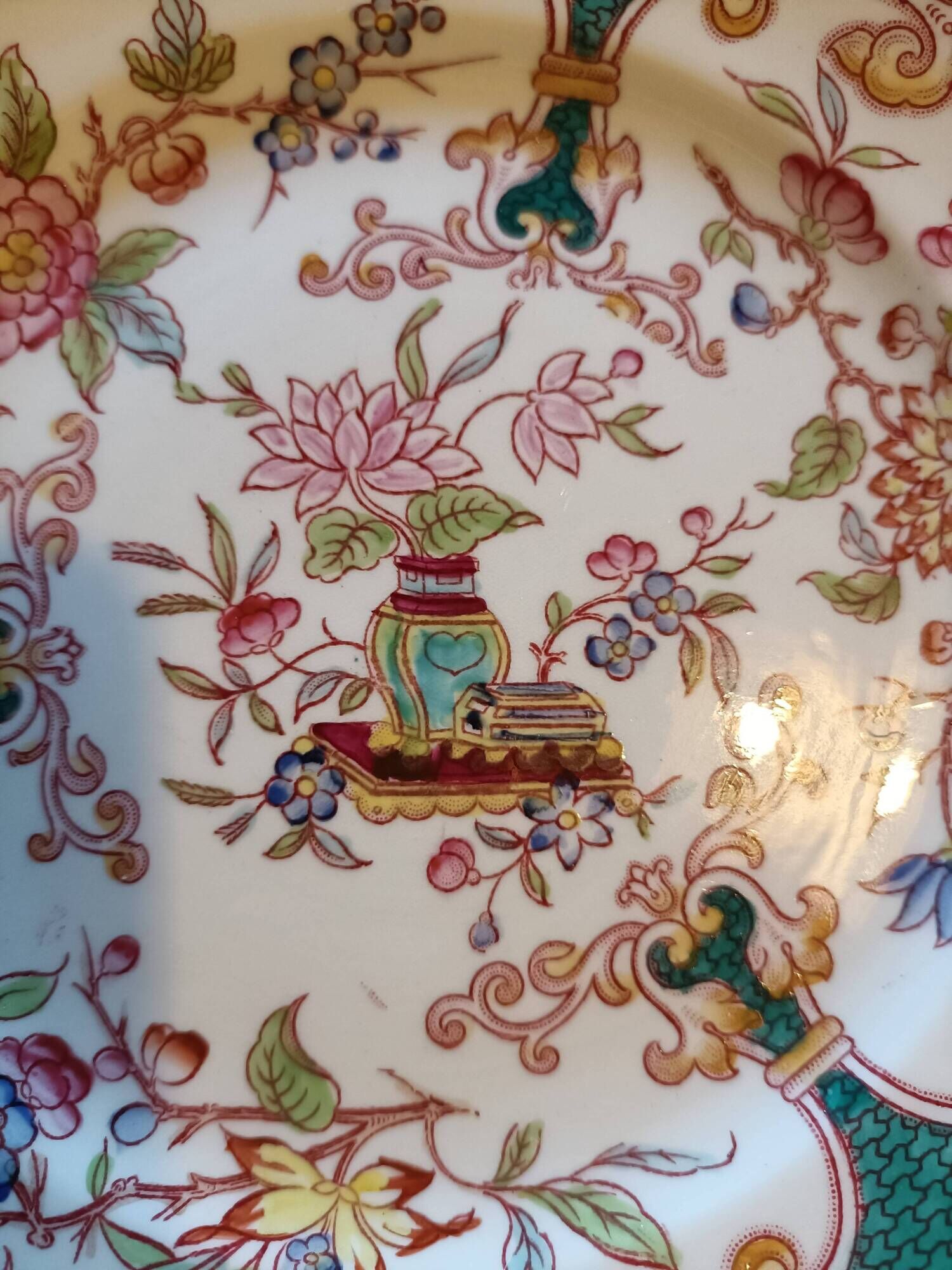 Set of 6 earthenware plates from Sarreguemines, Minton model 248.