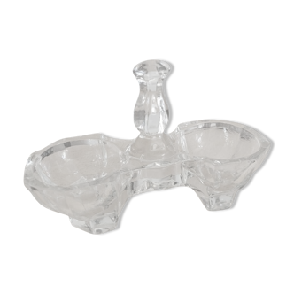 Chiseled glass salt dish