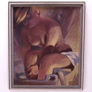 Woman Washing, Oil Painting, Framed