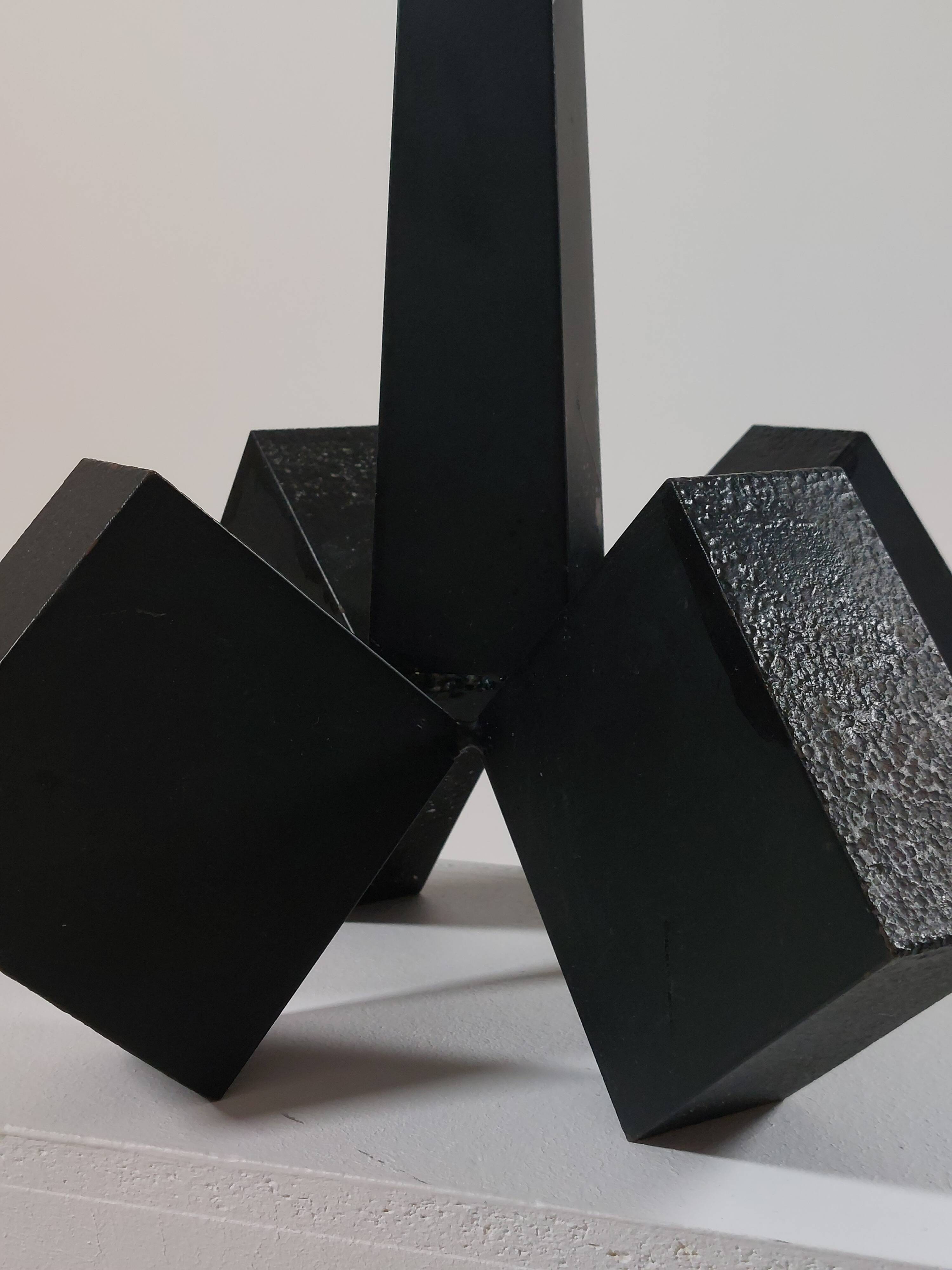 Vintage mid-century geometric brutalist floor candle holder.