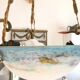 Suspension/Muller Glass Paste/Turquoise Blue & Bronze Frame/Art Nouveau