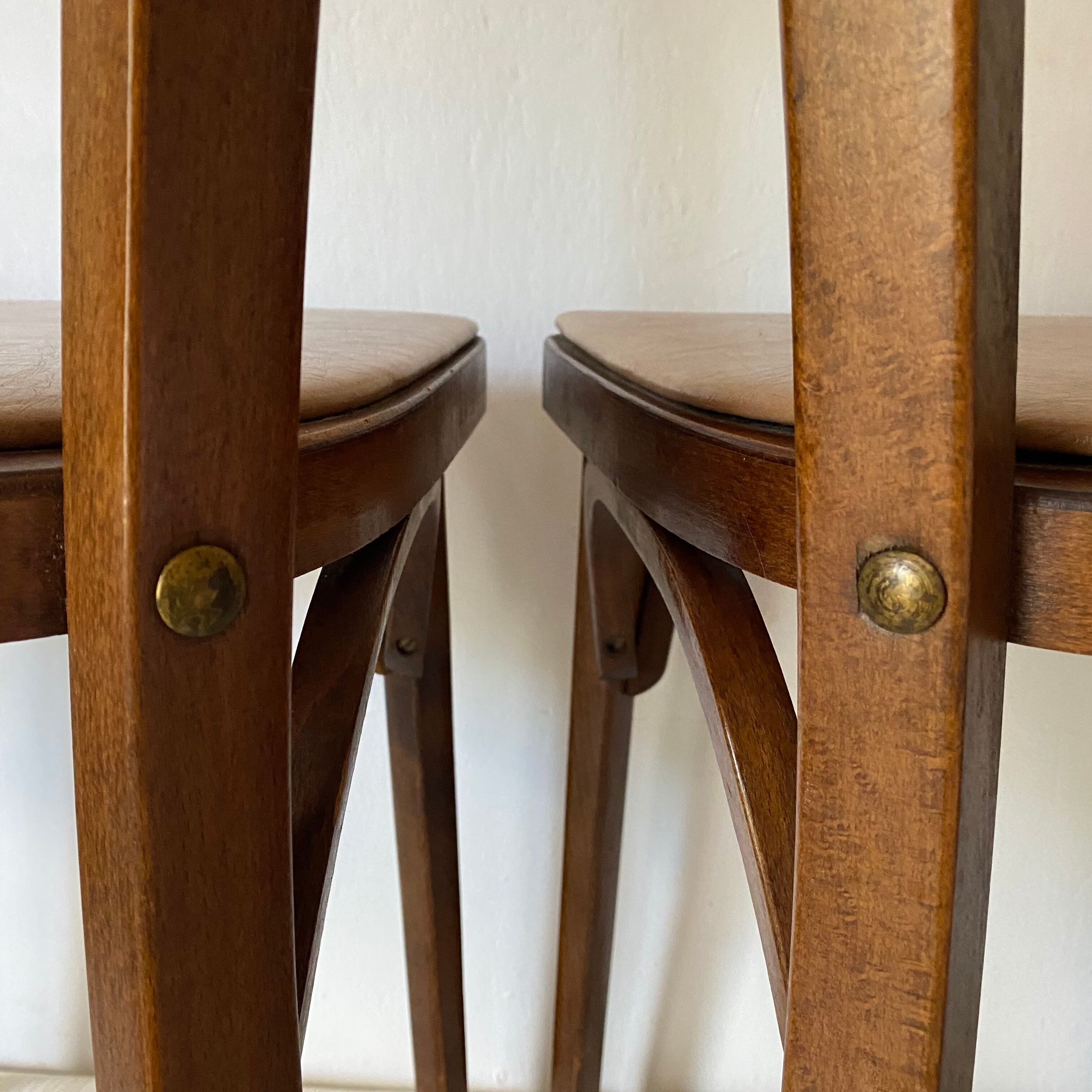 Baumann bistro chairs in wood and skaï