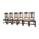 Solid chene chairs with straw seat