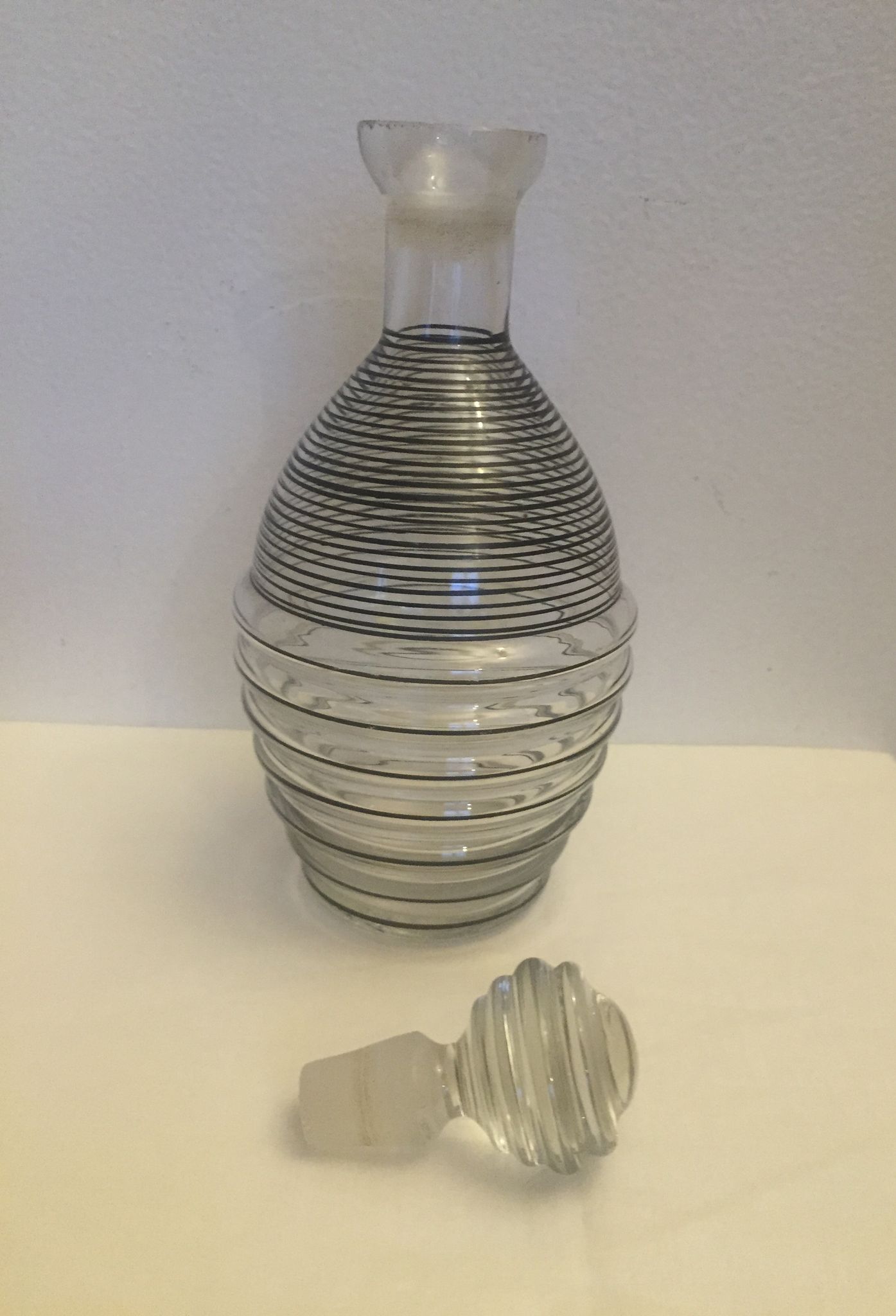 Carafon en verre strié