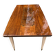 Scandinavian extendable dining table in wood and beautiful lacquered marquetry 230cm