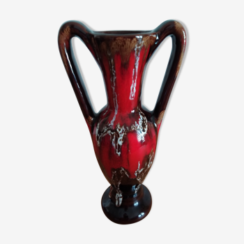 Painted vintage Vallauris ceramic vase