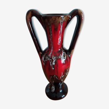 Vase en céramique de Vallauris vintage peint