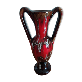 Painted vintage Vallauris ceramic vase