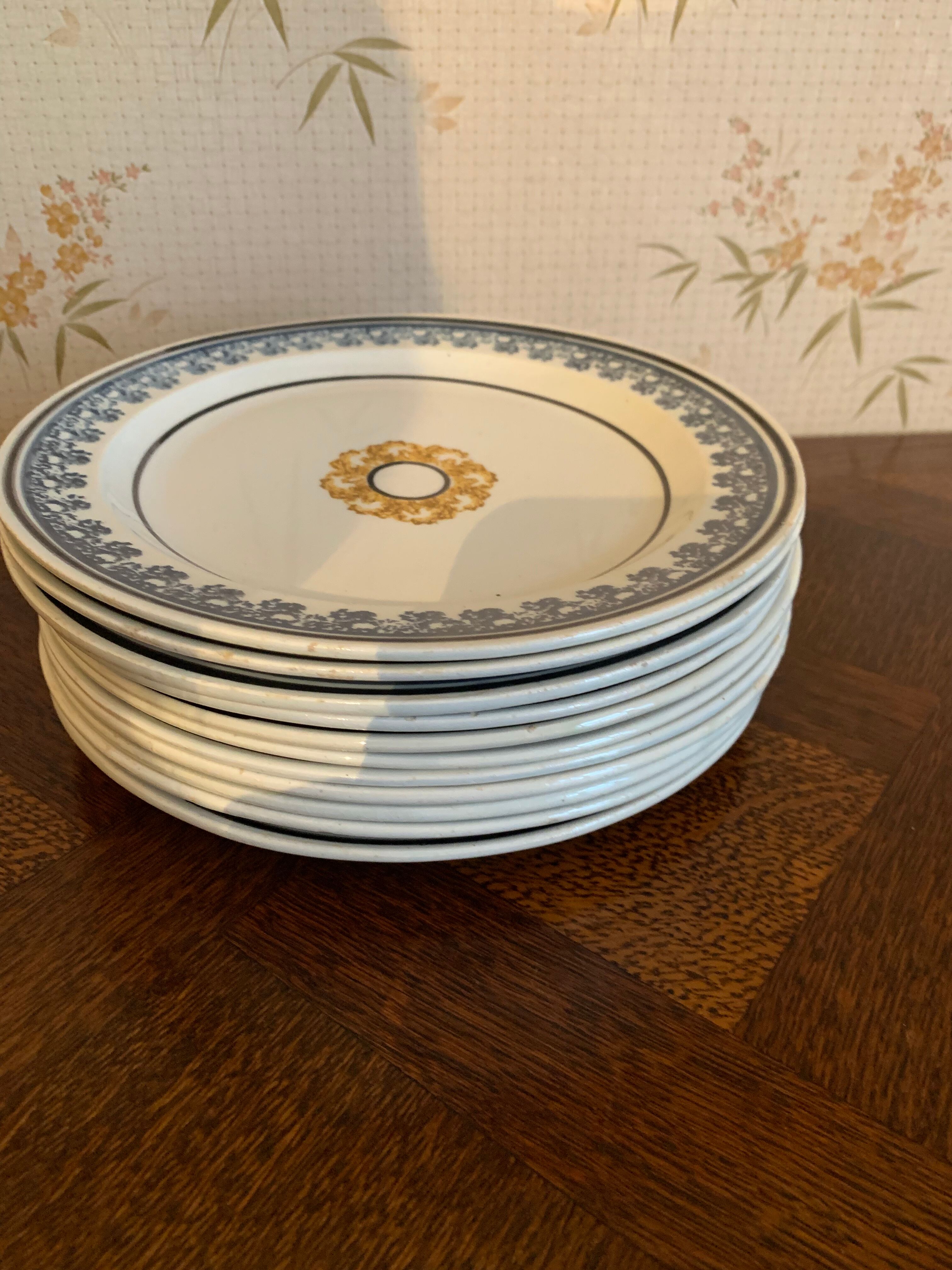 Set of antique earthenware plates