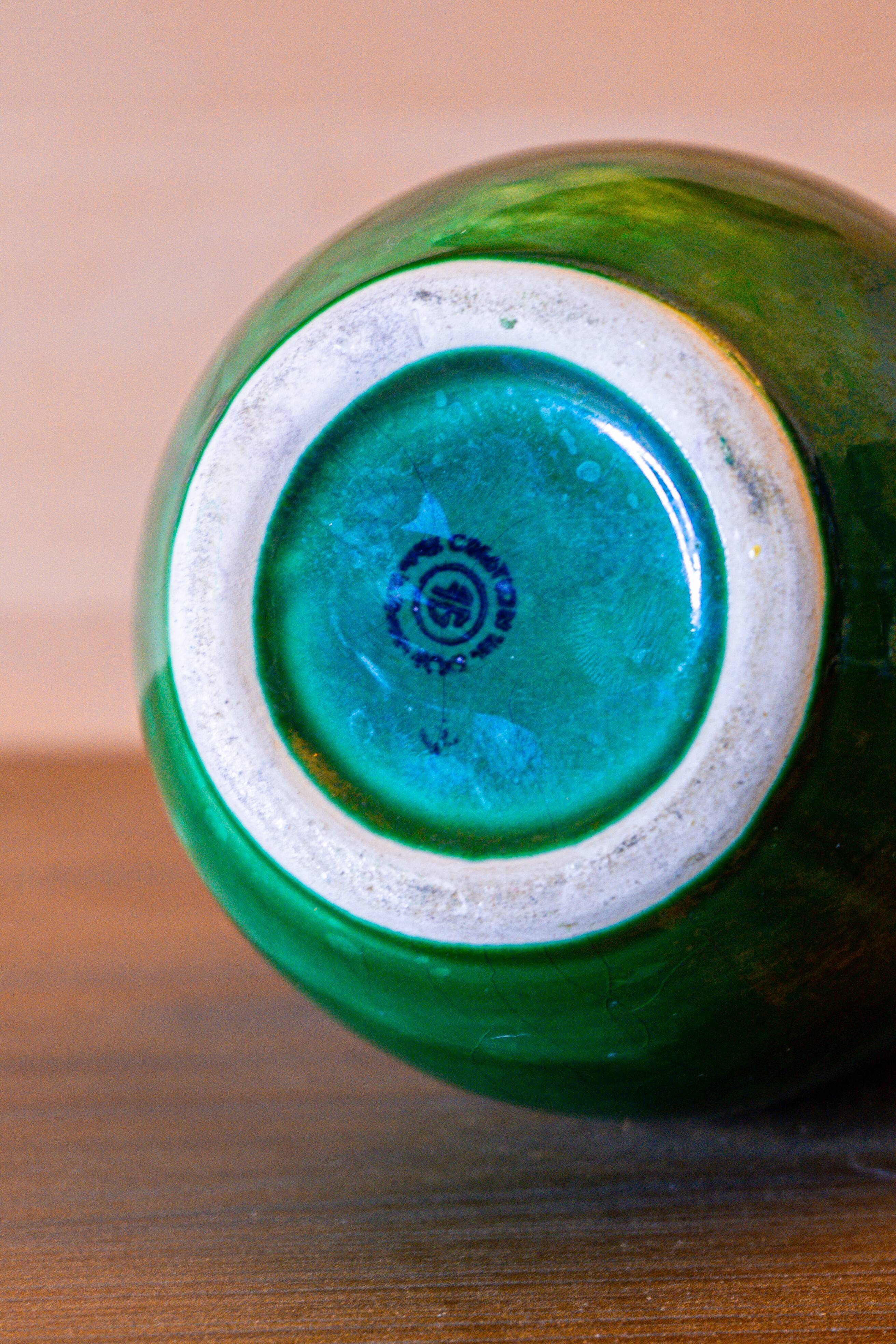 Green ceramic chest signed FG 70's