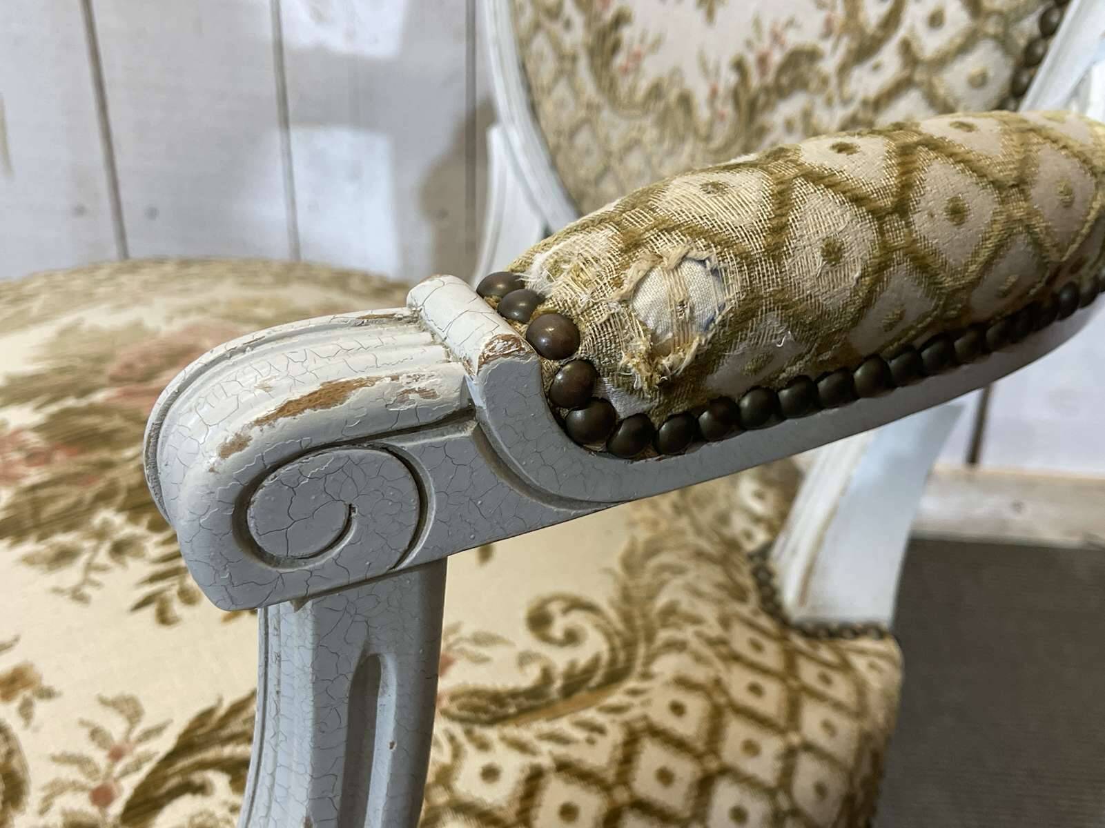 1970s Louis XVI style cabriolet armchair