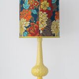 Lampe de table en céramique jaune espagnole, années 1960, abat-jour Liberty London rétro neuf