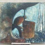 Huile, acrylique? composition sur toile , signée Christian Amel 73