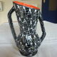 Vintage dark streaked white interior red vase