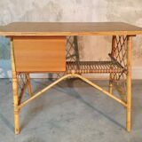 Louis Sognot rattan desk and his chair