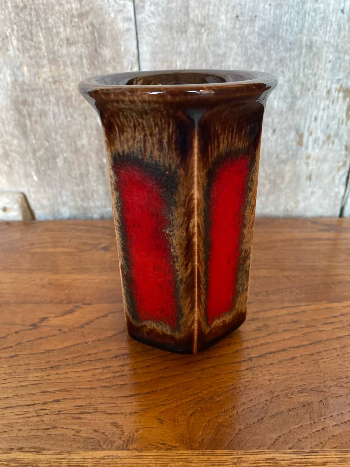 Antique Vase Scheurich Keramik Ceramic Brown Red West Germany Vintage #B767