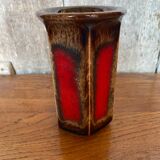 Antique Vase Scheurich Keramik Ceramic Brown Red West Germany Vintage #B767