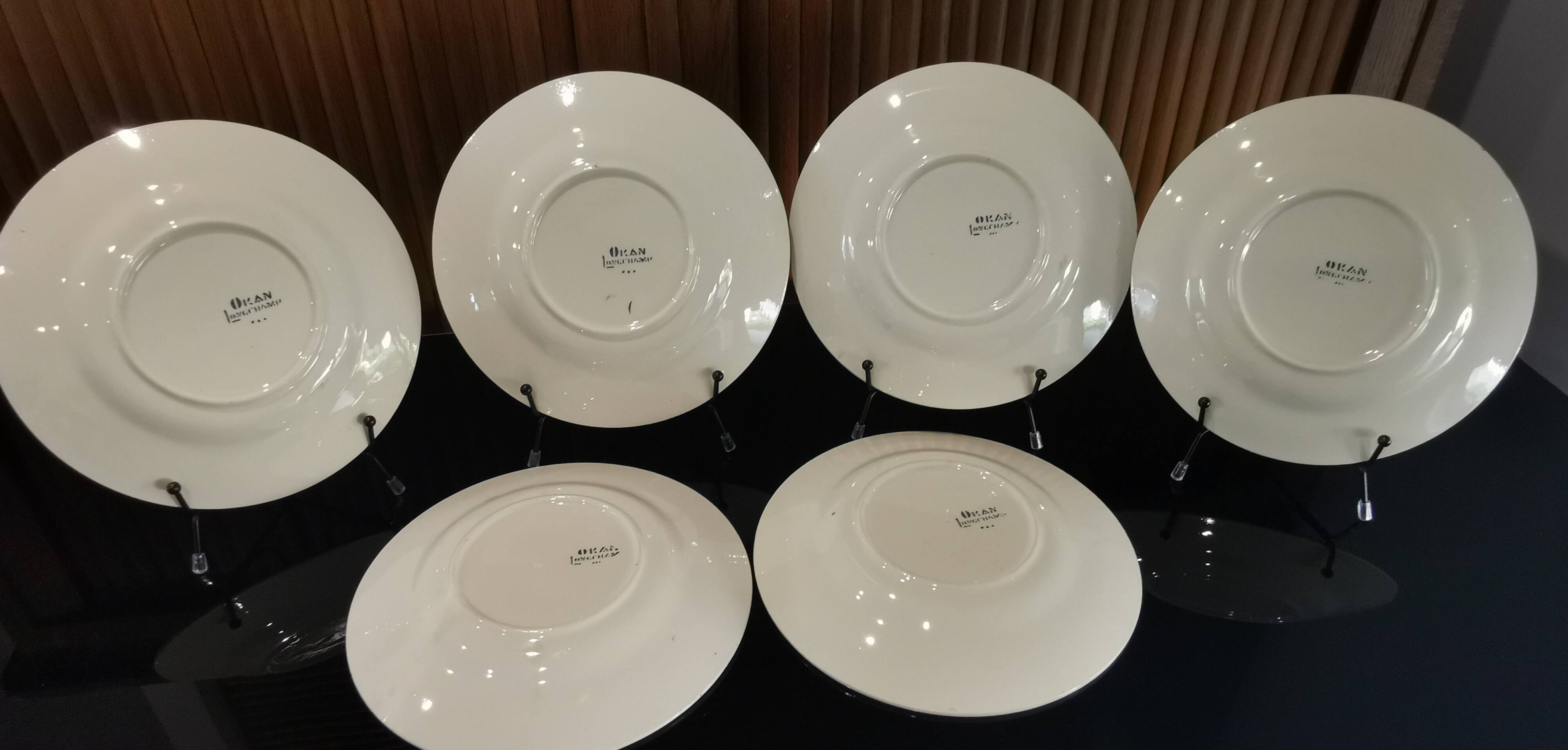 6 earthenware dessert plates OKAN model by Longchamp TERRE DE FER