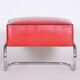 Modern Tubular Stool in Red Leather and Chrome-Plated Steel from Slezák, 1930s