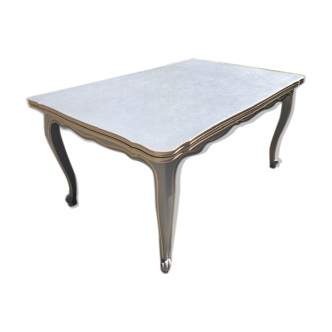 Regency style table in gustavian grey/golden relooked