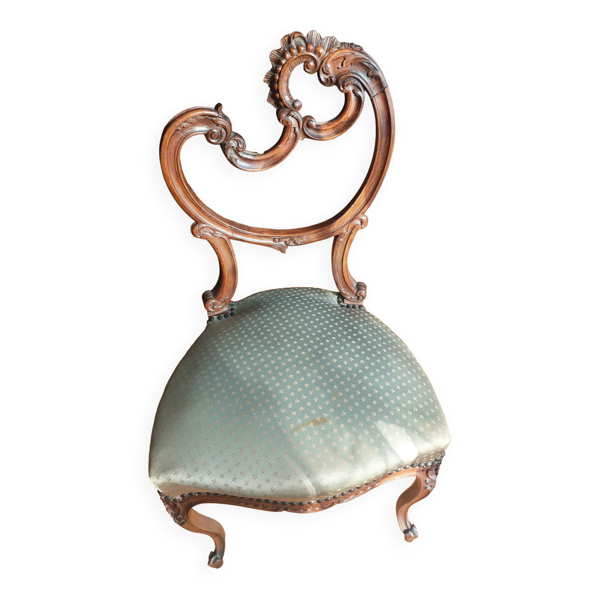 Louis XV style chair with asymmetrical carved wooden back