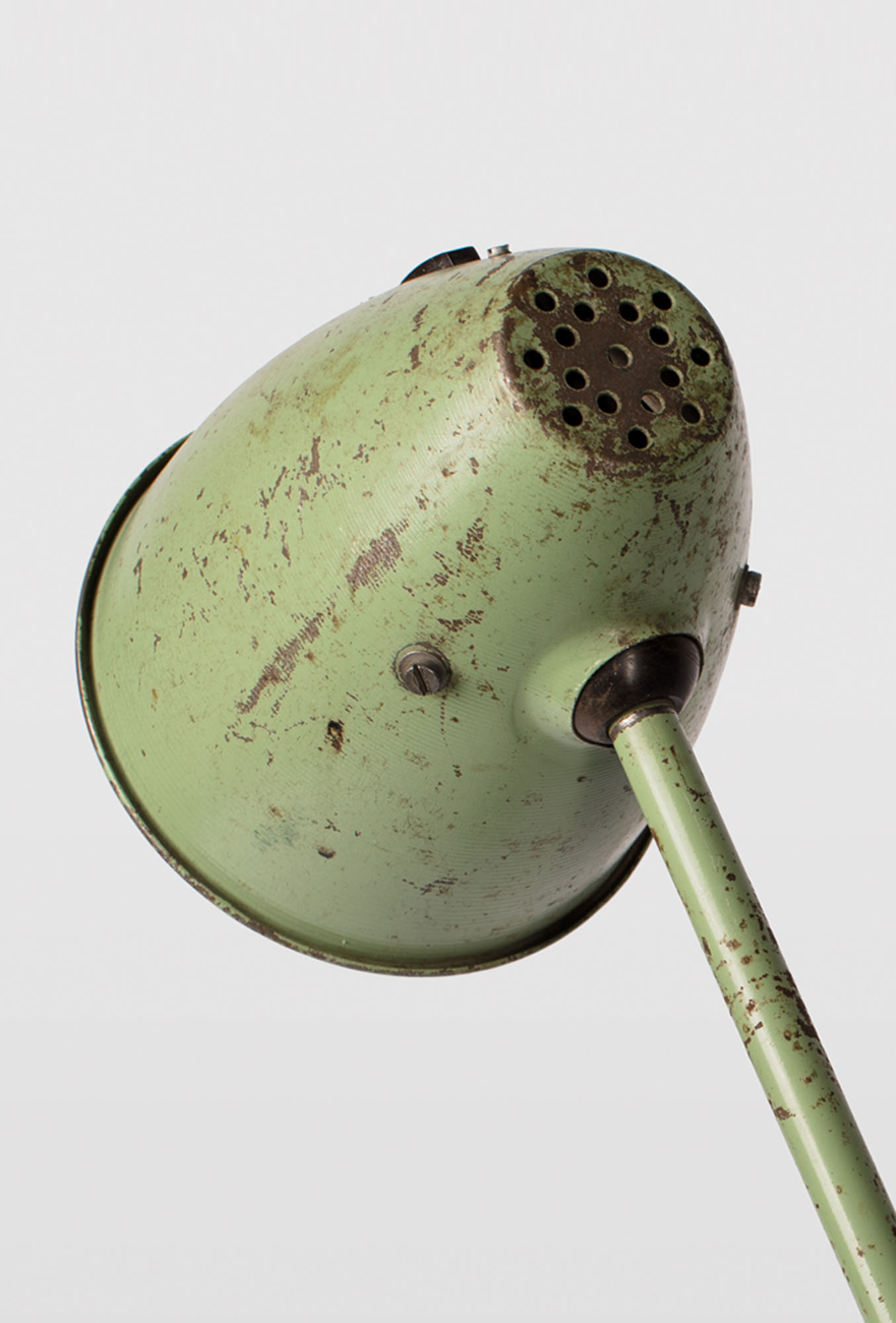 Industrial midcentury table lamp in green, 1960s