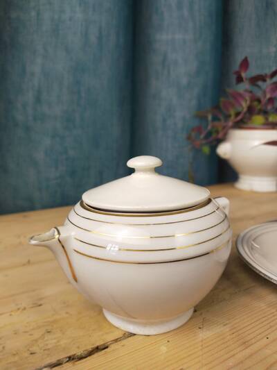 Duo tasse théière en porcelaine fine du berry - massé et surget