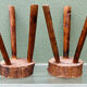 Pair of brutalist stools, tripods