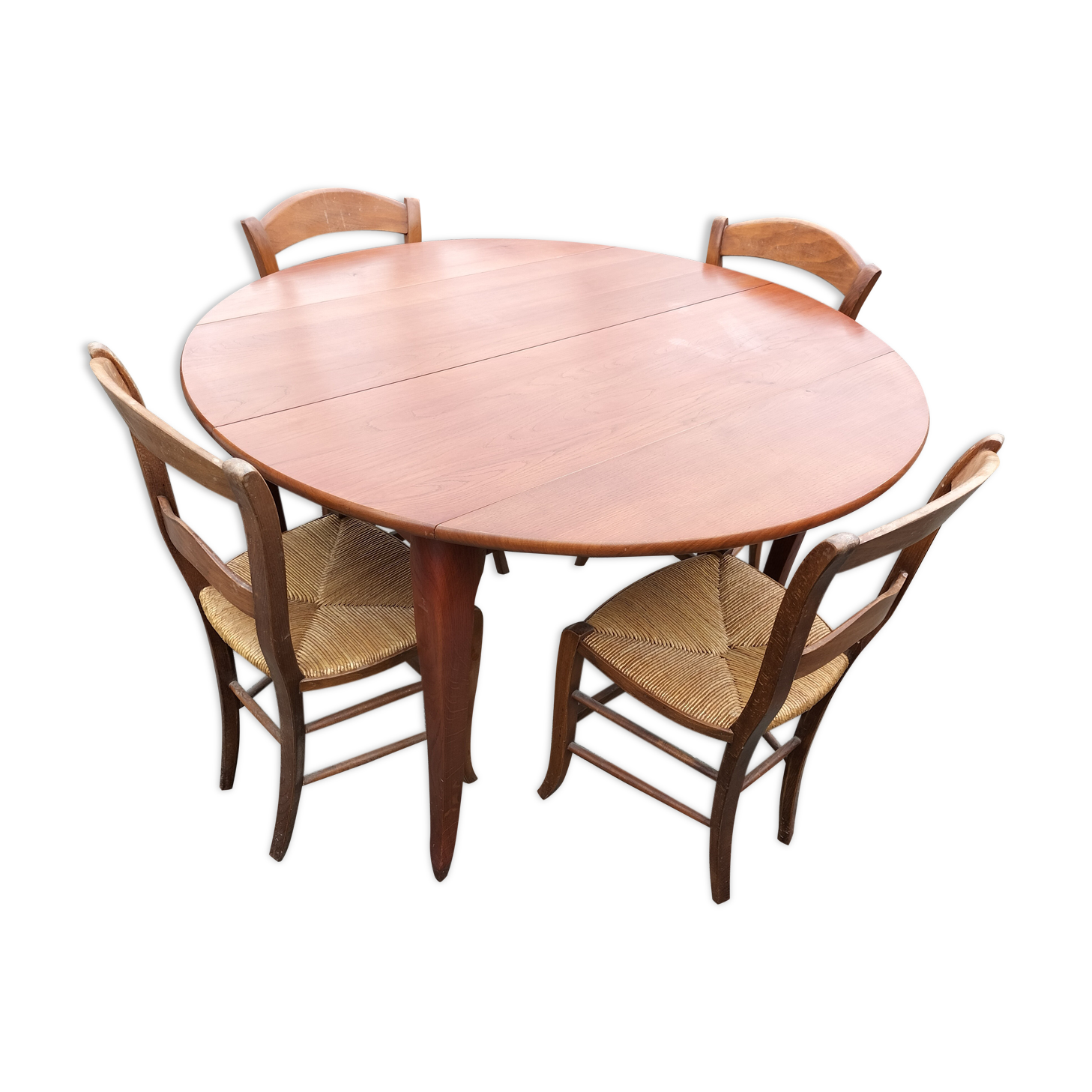 Round table in cherry tree and 4 chairs